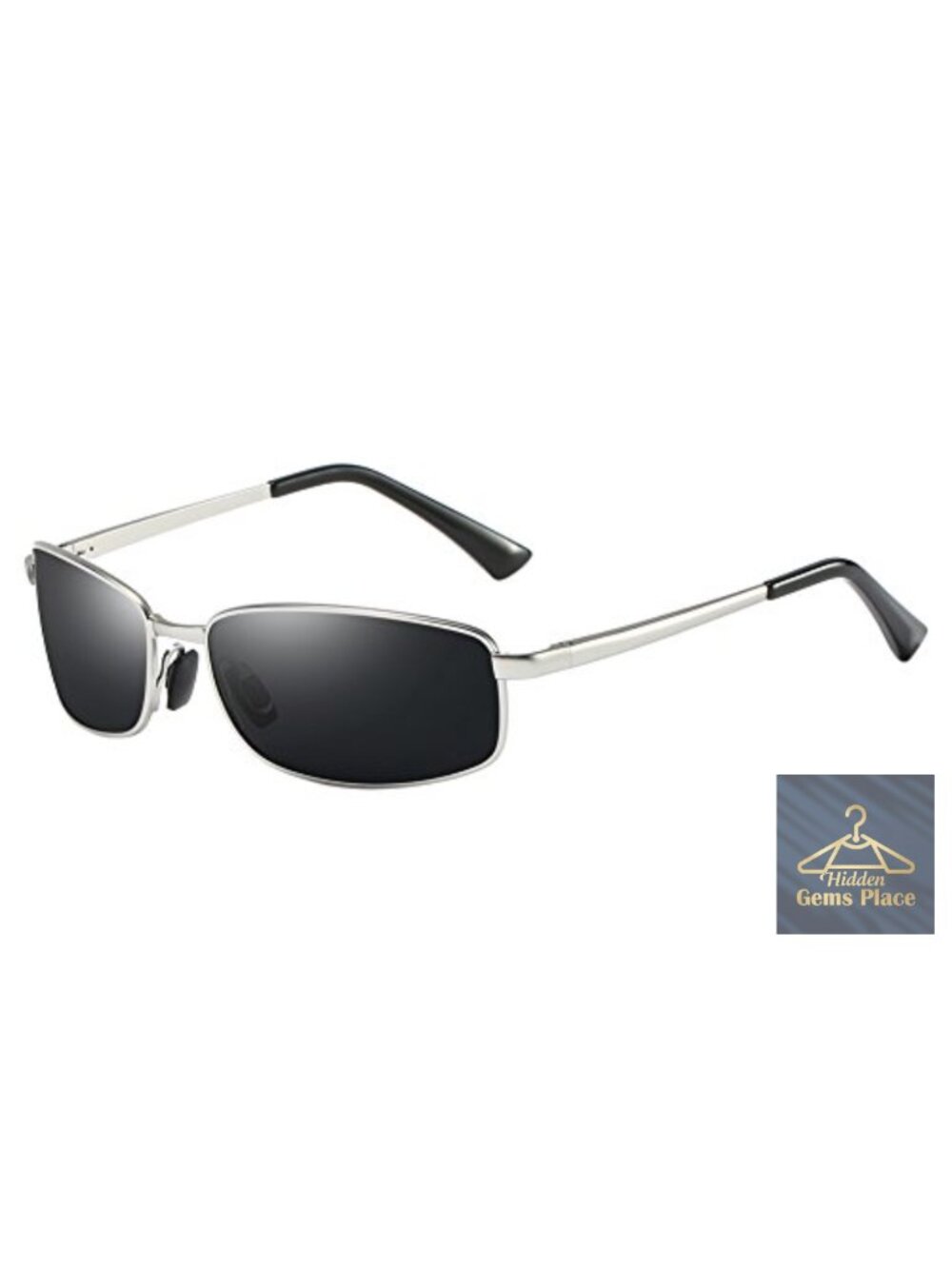 Wrap Polarized Sunglasses Rectangular Metal Frame Classic Style Large Size